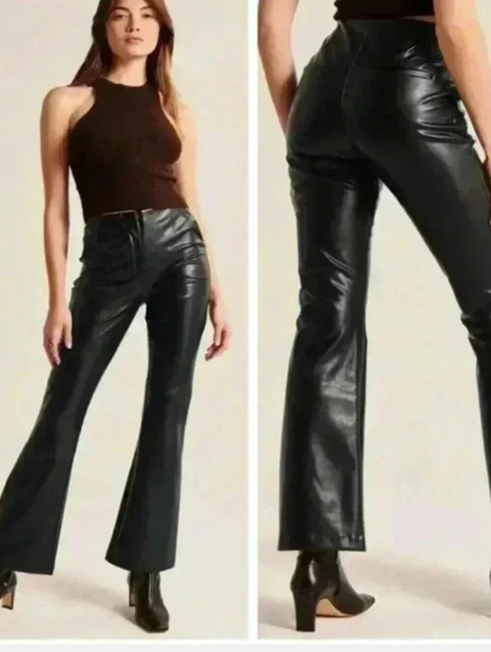 Abercrombie & Fitch Vegan Leather Slim Flare Pant Black 26/2